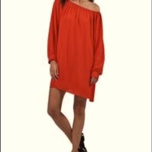 ATM Anthony Thomas Melillo Crepe Georgette Off the Shoulder Long Sleeve Dress